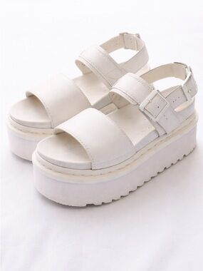 Dr. Martens Voss Quad Platform Sandals White Leather Size 7 Women